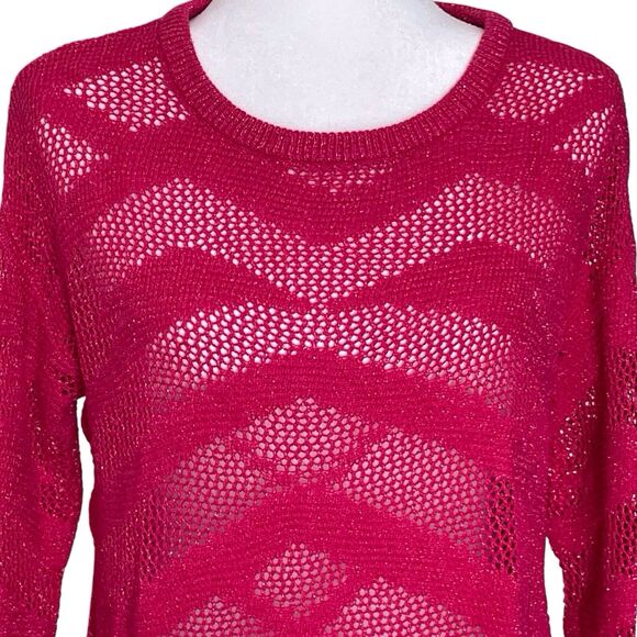 SOFT SURROUNDINGS Sweater Top Cover-Up Size Medium Crochet Fuchsia Pink EUC - Picture 6 of 16
